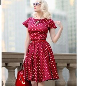 Unique vintage 1940’s polka dot red ivory Formosa dress sz XL